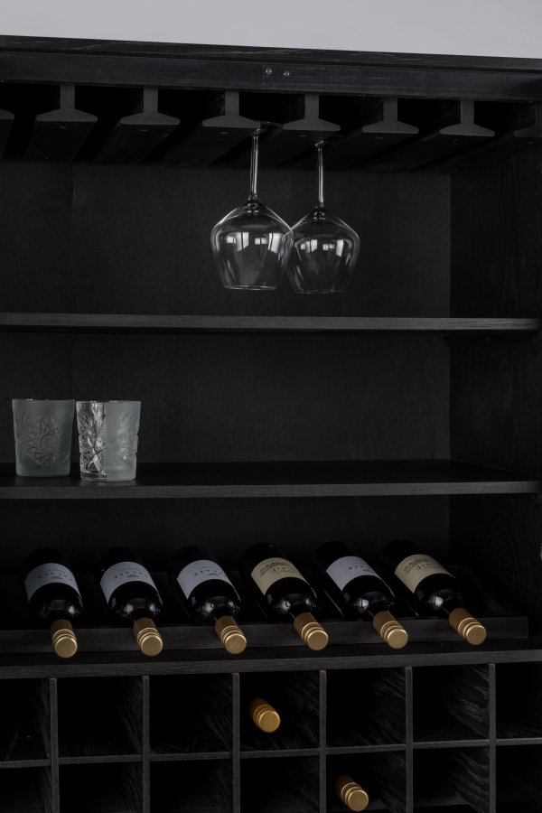 ZUIVER Travis barskab, m. 2 lger - sort MDF/egetr