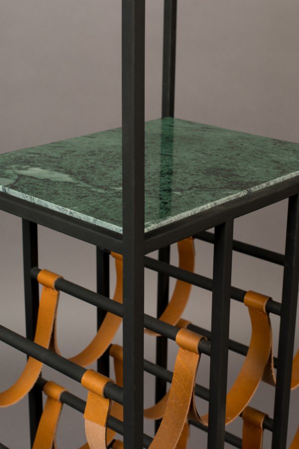 DUTCHBONE Mil vinskab, m. 2 hylder - smaragdgrn marmor og sort jern