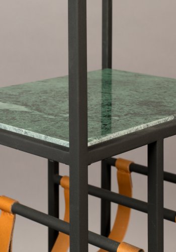 DUTCHBONE Mil vinskab, m. 2 hylder - smaragdgrn marmor og sort jern