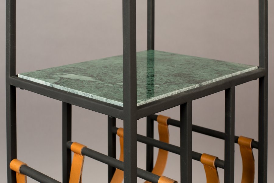 DUTCHBONE Mil vinskab, m. 2 hylder - smaragdgrn marmor og sort jern