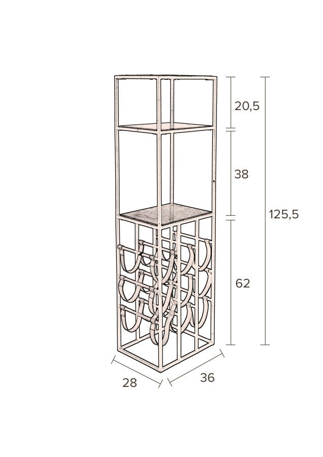 DUTCHBONE Mil vinskab, m. 2 hylder - smaragdgrn marmor og sort jern