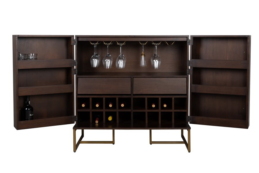 DUTCHBONE Klasse vinskab, m. 2 lger, 2 skuffer - brun sildeben MDF