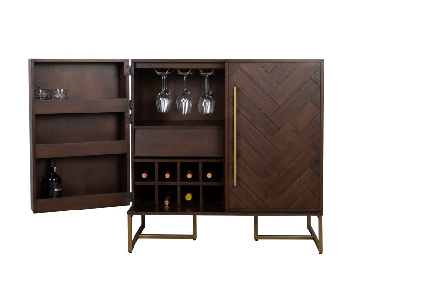 DUTCHBONE Klasse vinskab, m. 2 lger, 2 skuffer - brun sildeben MDF