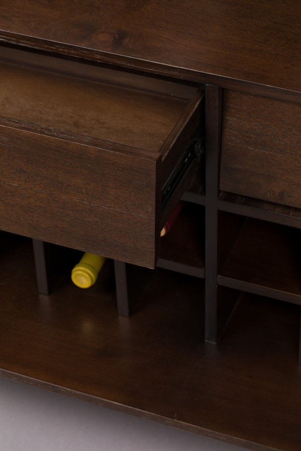 DUTCHBONE Klasse vinskab, m. 2 lger, 2 skuffer - brun sildeben MDF