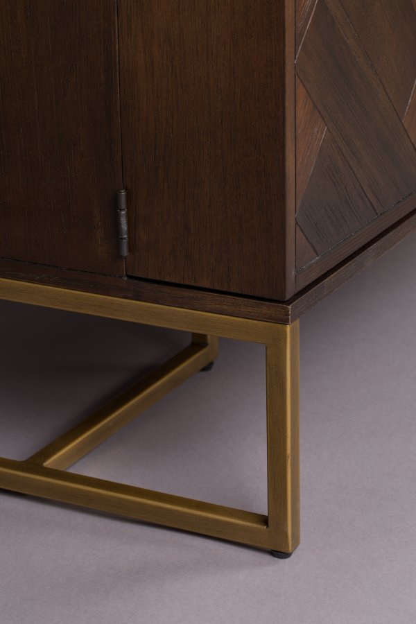 DUTCHBONE Klasse vinskab, m. 2 lger, 2 skuffer - brun sildeben MDF