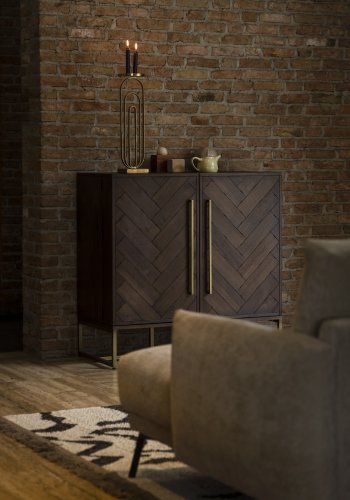 DUTCHBONE Klasse vinskab, m. 2 lger, 2 skuffer - brun sildeben MDF