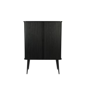 ZUIVER Barbier skab, m. 2 skydelger - sort egefinér og gummitr