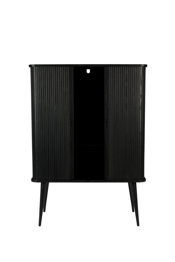 ZUIVER Barbier skab, m. 2 skydelger - sort egefinér og gummitr