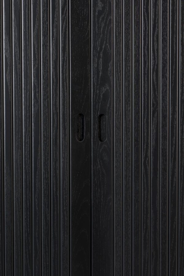 ZUIVER Barbier skab, m. 2 skydelger - sort egefinér og gummitr