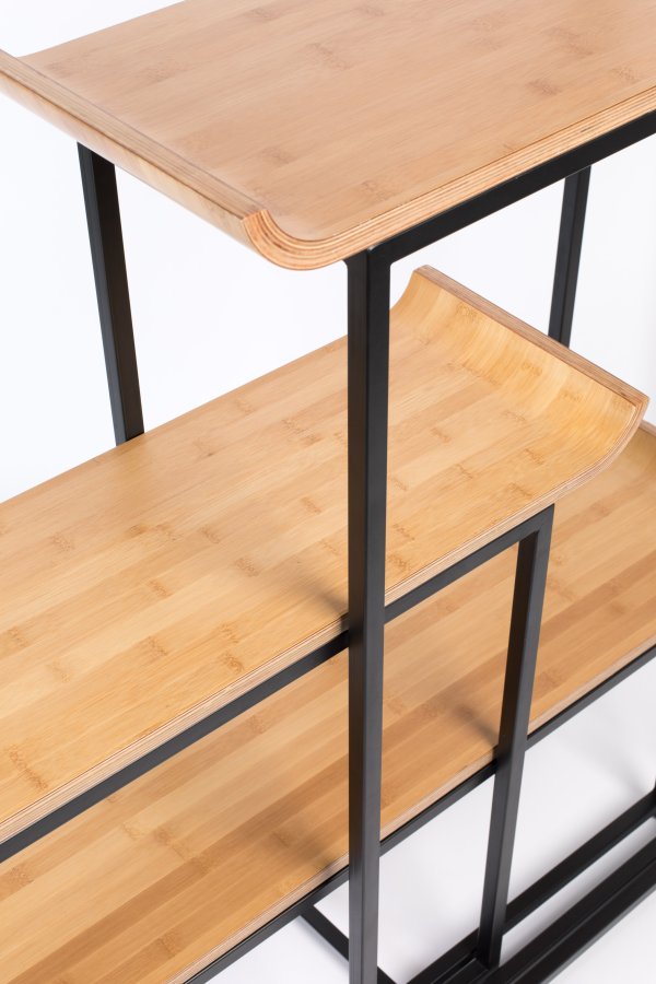 ZUIVER Flodka reol - krydsfinér og sort jern