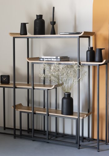 ZUIVER Flodka reol - krydsfinér og sort jern