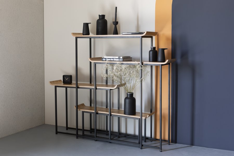 ZUIVER Flodka reol - krydsfinér og sort jern