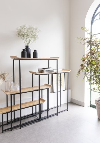 ZUIVER Flodka reol - krydsfinér og sort jern