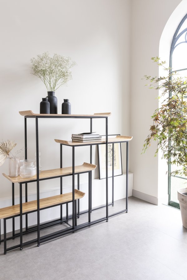 ZUIVER Flodka reol - krydsfinér og sort jern