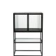DUTCHBONE Boli skab S, m. 2 lger og hylder - glas og sort strygejern