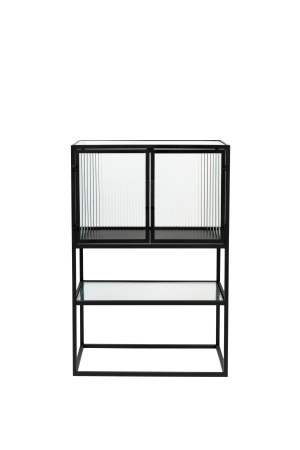 DUTCHBONE Boli skab S, m. 2 lger og hylder - glas og sort strygejern