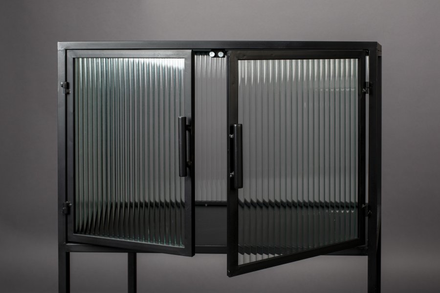 DUTCHBONE Boli skab S, m. 2 lger og hylder - glas og sort strygejern