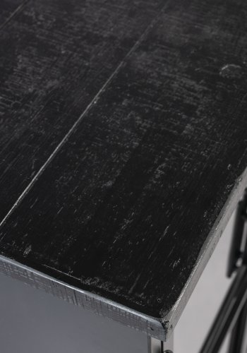 WHITE LABEL LIVING Ferre L skab, m. 4 glaslger, hylder, hjul - sort granfinér og jern