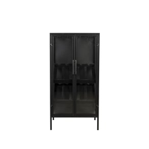 WHITE LABEL LIVING Rob vinskab, m. 2 lger - glas og sort jern