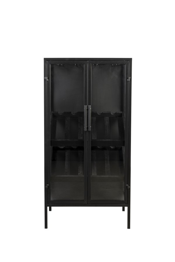 WHITE LABEL LIVING Rob vinskab, m. 2 lger - glas og sort jern