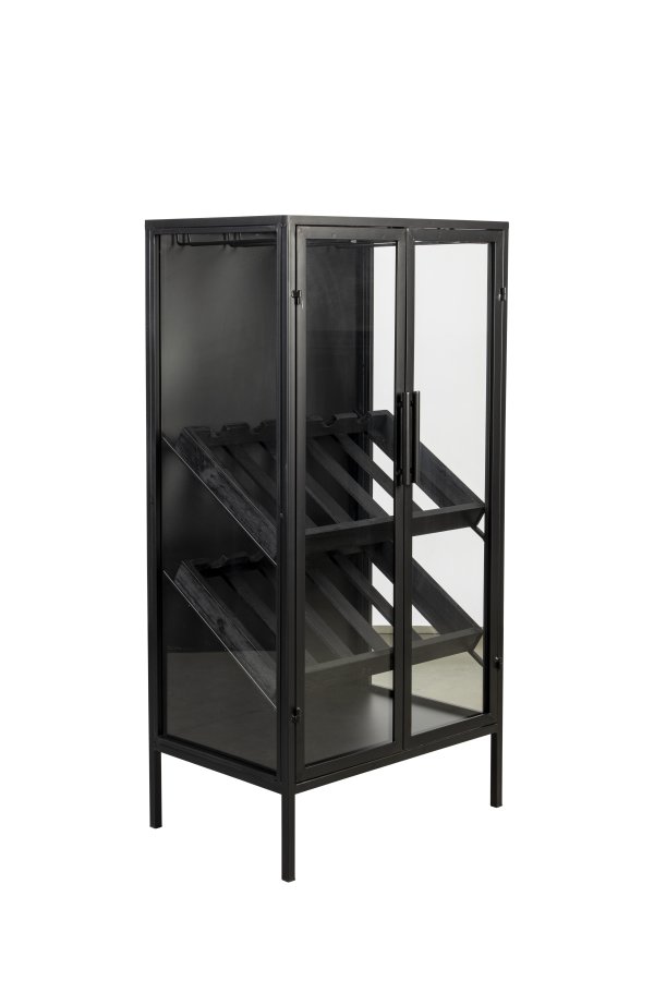 WHITE LABEL LIVING Rob vinskab, m. 2 lger - glas og sort jern