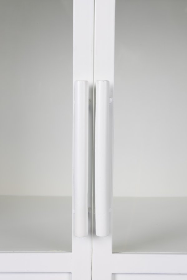 WHITE LABEL LIVING Miya Hj vitrineskab, m. 2 lger og hylder - glas og hvid jern