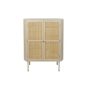 WHITE LABEL LIVING Amaya Lav skab, m. 2 lger og hylder - rattan og beige stl