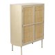 WHITE LABEL LIVING Amaya Lav skab, m. 2 lger og hylder - rattan og beige stl