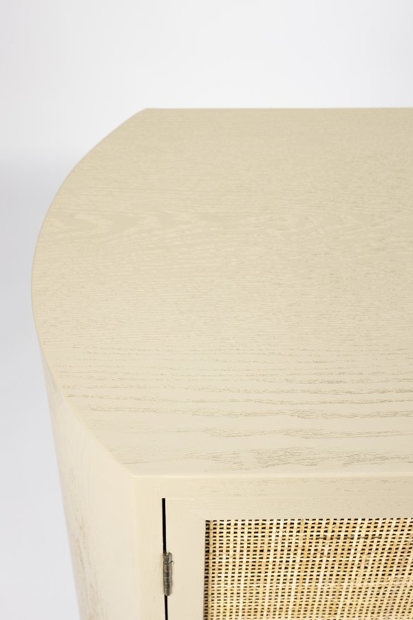 WHITE LABEL LIVING Amaya Lav skab, m. 2 lger og hylder - rattan og beige stl