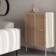 WHITE LABEL LIVING Amaya Lav skab, m. 2 lger og hylder - rattan og beige stl