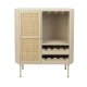 WHITE LABEL LIVING Amaya Low vinskab, m. 1 lge og hylder - rattan og beige stl