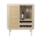 WHITE LABEL LIVING Amaya Low vinskab, m. 1 lge og hylder - rattan og beige stl
