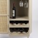 WHITE LABEL LIVING Amaya Low vinskab, m. 1 lge og hylder - rattan og beige stl