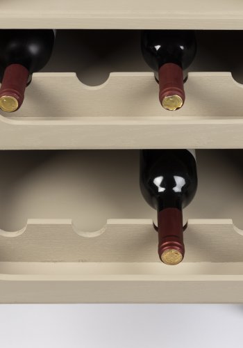 WHITE LABEL LIVING Amaya Low vinskab, m. 1 lge og hylder - rattan og beige stl