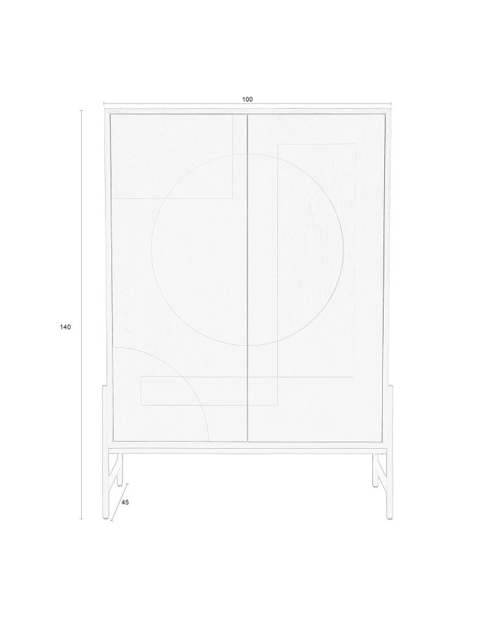 ZUIVER Faces skab, m. 2 lger - beige egefinér og metal