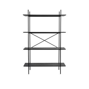 WHITE LABEL LIVING Marcio reol, m. 4 hylder - sort MDF og metal