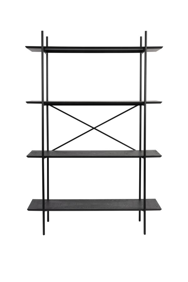 WHITE LABEL LIVING Marcio reol, m. 4 hylder - sort MDF og metal