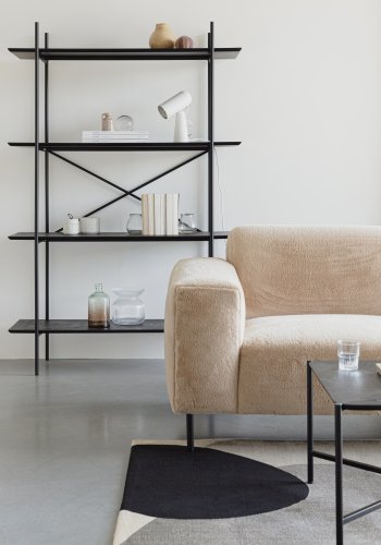 WHITE LABEL LIVING Marcio reol, m. 4 hylder - sort MDF og metal
