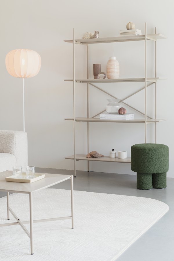 WHITE LABEL LIVING Marcio reol, m. 4 hylder - beige MDF og metal