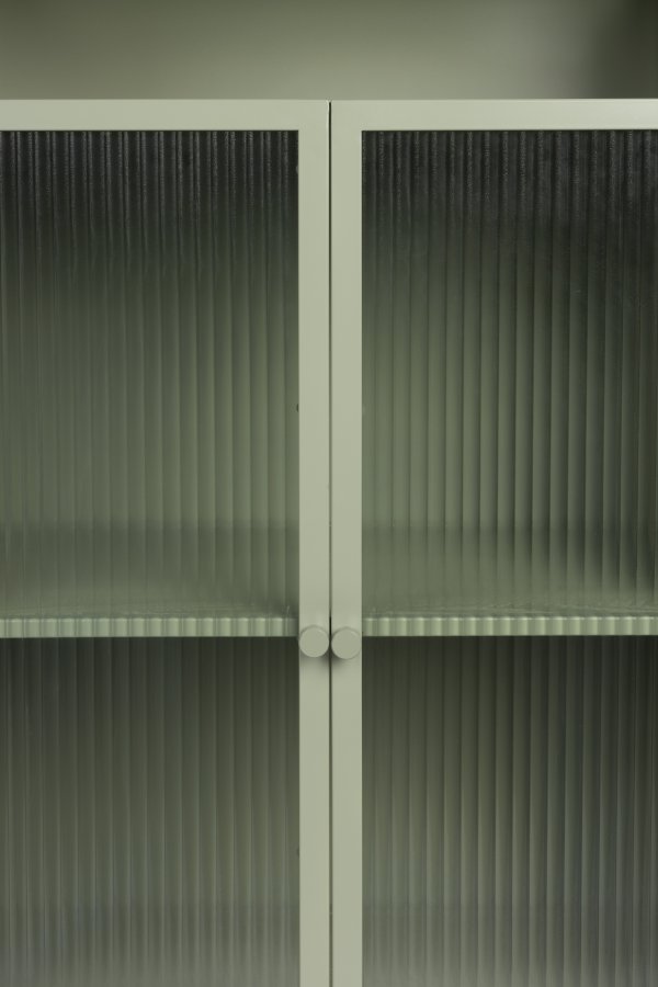 WHITE LABEL LIVING Herbe Large skab, m. 2 lger og hylder - lysegrn MDF/metal