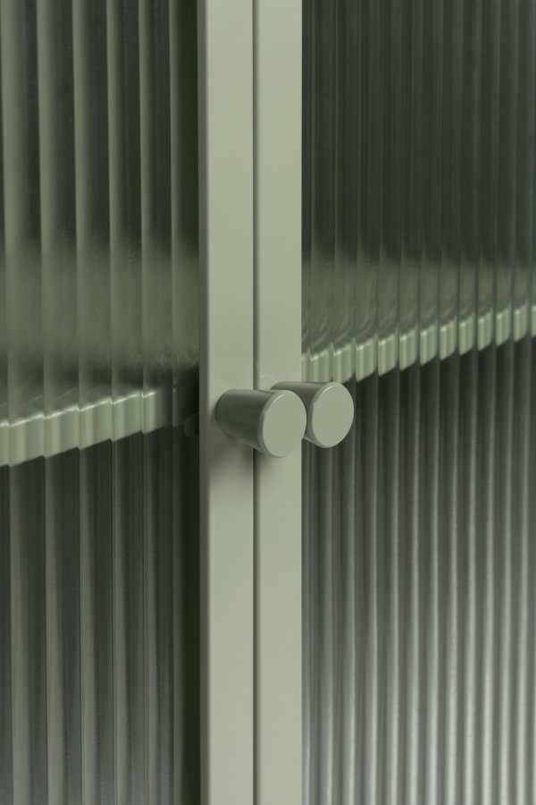 WHITE LABEL LIVING Herbe Large skab, m. 2 lger og hylder - lysegrn MDF/metal