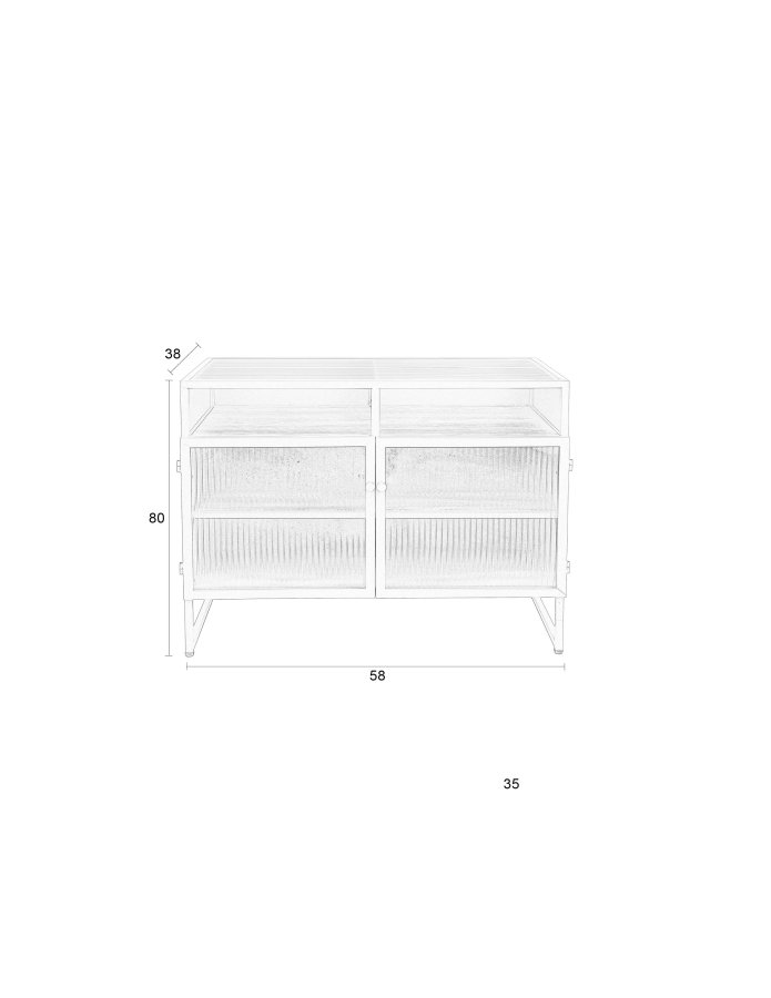 WHITE LABEL LIVING Herbe Medium skab, m. 2 lger og hylder - lysegrn MDF/metal