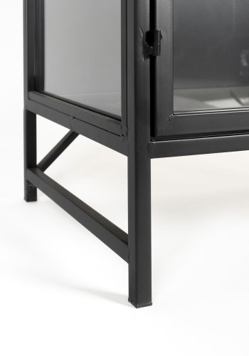 WHITE LABEL LIVING Rob L vitrineskab, m. 2 lger og 3 hylder - glas og sort jern