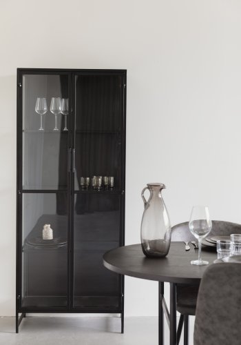 WHITE LABEL LIVING Rob L vitrineskab, m. 2 lger og 3 hylder - glas og sort jern
