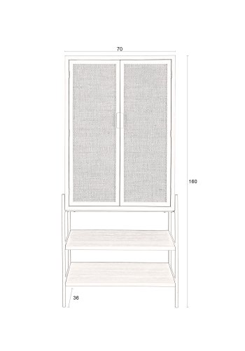 DUTCHBONE Yasu skab, m. 2 lger og 4 hylder - natur rattan og sort tr/jern