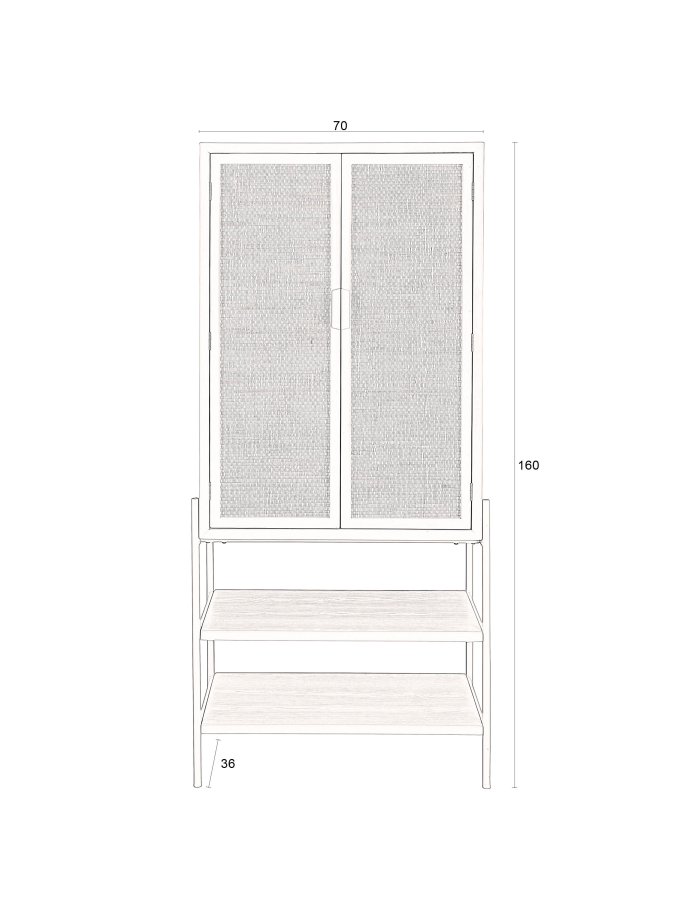 DUTCHBONE Yasu skab, m. 2 lger og 4 hylder - natur rattan og sort tr/jern