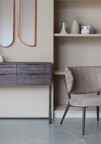 WHITE LABEL LIVING Webster skab L, m. 6 skuffer - brun genbrugsteak og jern