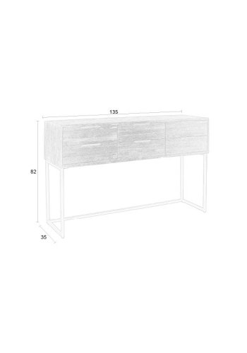 WHITE LABEL LIVING Webster skab L, m. 6 skuffer - brun genbrugsteak og jern