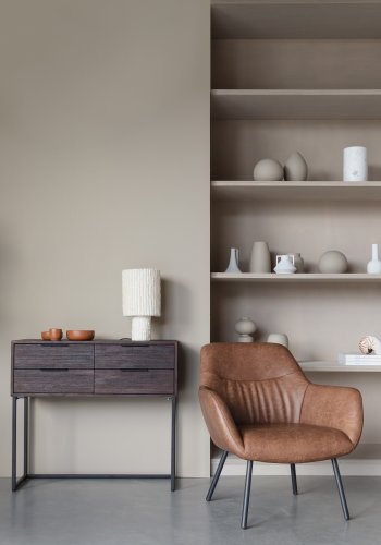 WHITE LABEL LIVING Webster skab S, m. 4 skuffer - brun genbrugsteak og jern