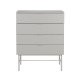 WHITE LABEL LIVING Cayo kommode, m. 4 skuffer - gr MDF og gr jern